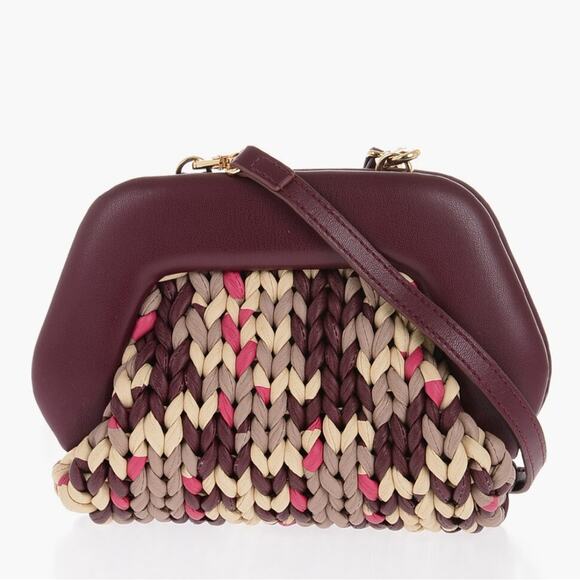 THEMOIRÈ Braided Cabernet Motif Mini Pochette With Removable Shoulder Straps - Picture 8 of 8
